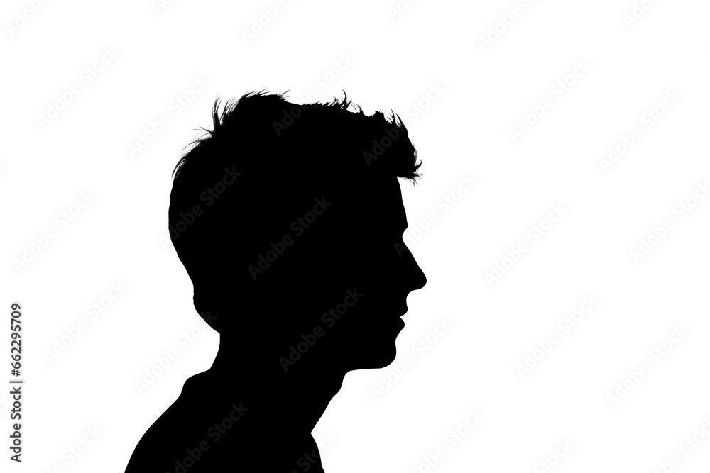Black silhouette of an unknown person on a white background.