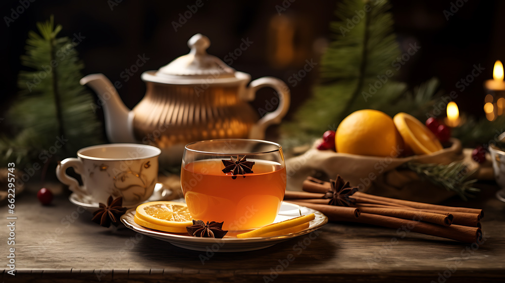 Christmas Tea with spices and citrus winter time