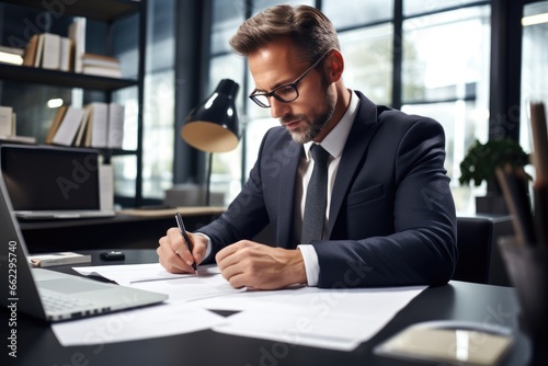 Serious and focused businessman at work in the office © Nataliia