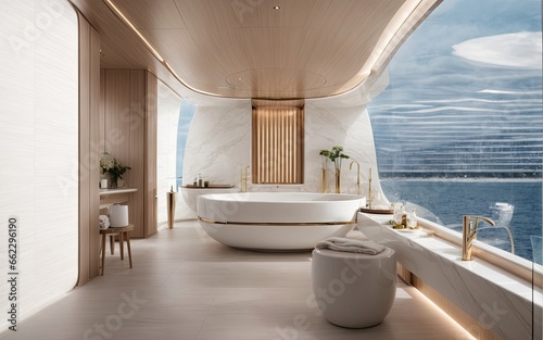 Modern italian yacht bathroom interior