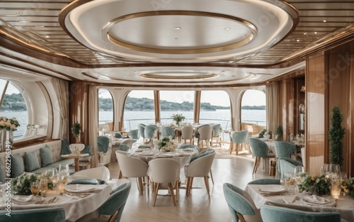 table setting in a italian yacht restaurant