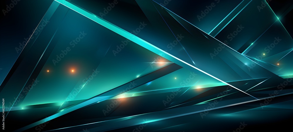 Neon triangle low poly gradient portal with light effects. Retro abstract background. Ai