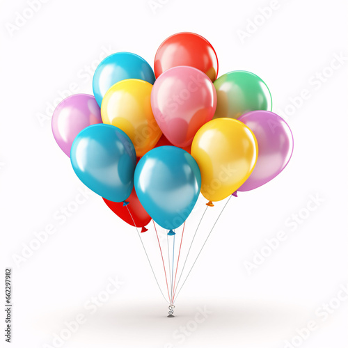 Colorful balloons on white background 
