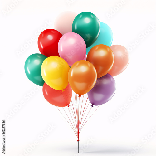  Colorful balloons on white background 