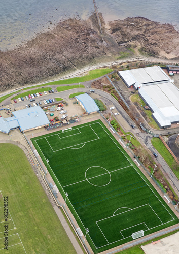 Football pitch aerial view from high above