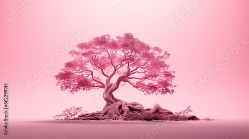  a pink tree is shown in the middle of a pink background.  generative ai © Shanti