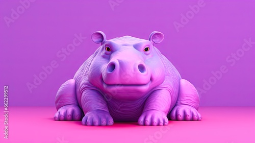  a purple hippopotamus sitting on a pink surface.  generative ai