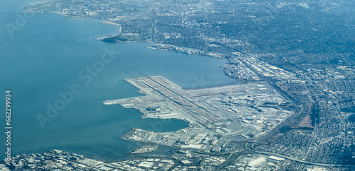 Canvas Print aerial landscape view of area around San Francisco International Airport locat
