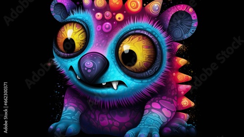  a colorful cartoon monster with big eyes and a weird face. generative ai