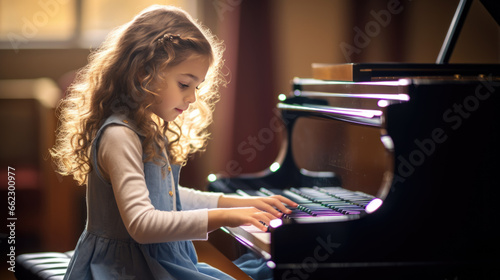 Little girl playing the piano