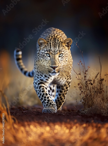 Close up of a leopard stalking prey