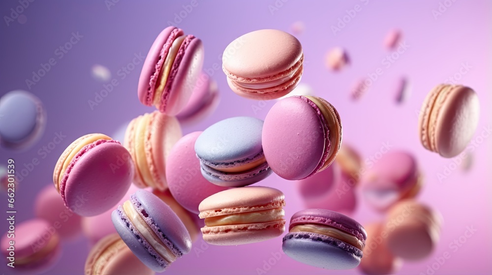 a bunch of macaroons are flying in the air. generative ai a bunch of macaroons are flying in the air. generative ai