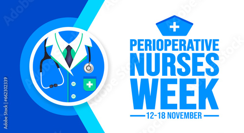 November is Perioperative Nurses Week background template. Holiday concept. background, banner, placard, card, and poster design template with text inscription and standard color. vector illustration.