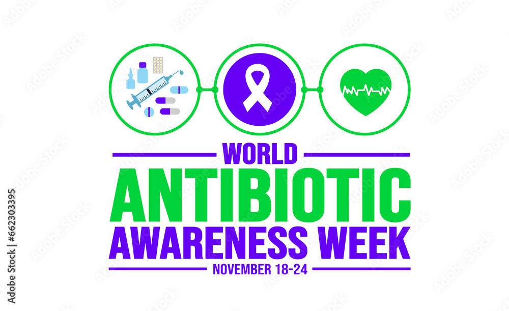 November is Antibiotic Awareness Week background template. Holiday concept. background, banner, placard, card, and poster design template with text inscription and standard color. vector illustration.