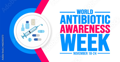 November is Antibiotic Awareness Week background template. Holiday concept. background, banner, placard, card, and poster design template with text inscription and standard color. vector illustration.