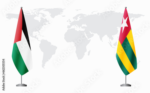 Palestine and Togo flags for official meeting