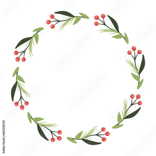 Christmas decoration wreath. Wreath With Leaves and Berries