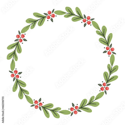 Christmas decoration wreath. Wreath With Leaves and Berries