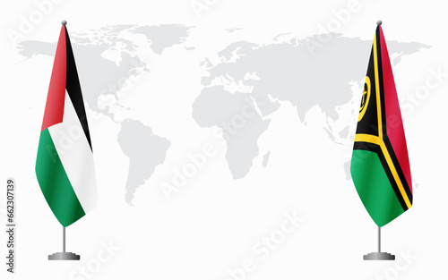 Palestine and Vanuatu flags for official meeting