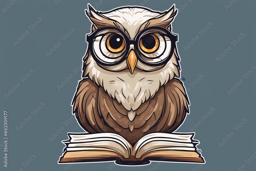 cute owl with glasses and a book. isolated vector illustration on white background. cute owl with glasses and a book. isolated vector illustration on white background. owl with a book. vector. 
