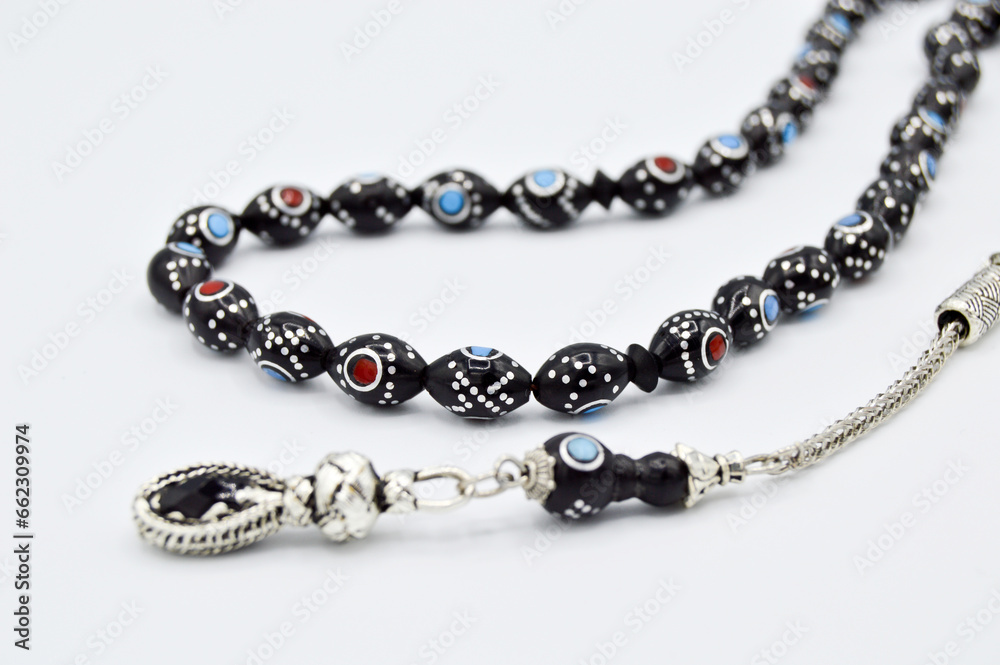 Black and silver beads sequenced, short rosary, tespih tesbih Black and silver beads sequenced, short rosary, tespih tesbih