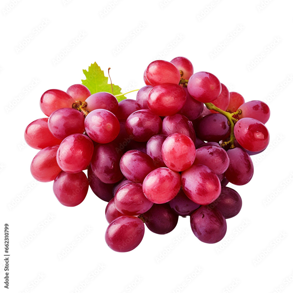 Fototapeta premium Untitled Bunches of fresh ripe red grapes on a transparent background