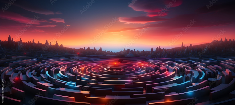Fototapeta premium Dark maze elegant geometric pattern background. Business concept of find right way. 3d render. 3d illustration. Ai