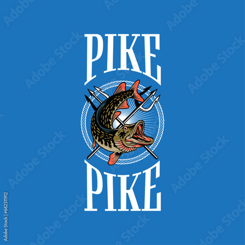 Pike Fish Spear Sea Fish Vector Illustration