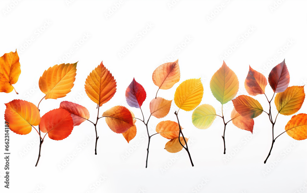 Fototapeta premium Autumn leaves on white background,created with Generative AI tecnology.