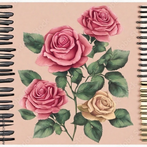 an illustration with pretty roses Generative AI