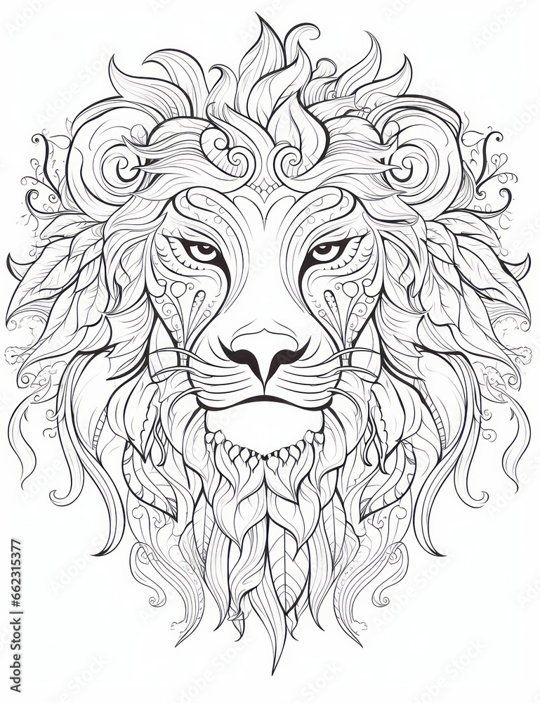 Abstract illustration art animal wild doodle lion