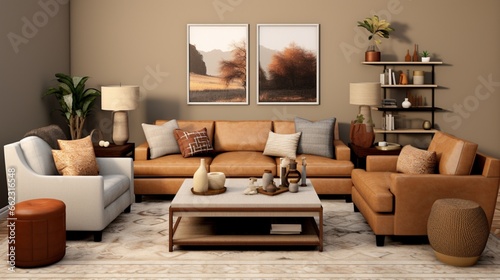 an inviting family room with warm earth tones and durable, family-friendly materials that encourage quality time together