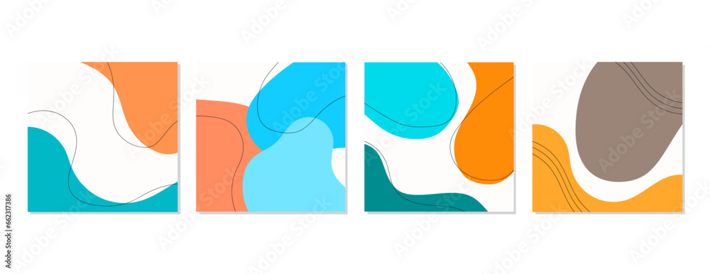 SET ABSTRACT BACKGROUND WITH GEOMETRIC SHAPE BLOB PASTEL COLOR VECTOR DESIGN TEMPLATE FOR WALLPAPER, COVER DESIGN, HOMEPAGE DESIGN