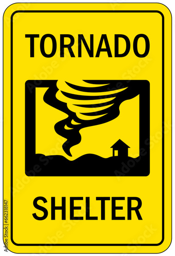 Tornado shelter sign and labels