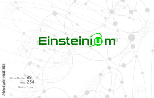 Modern logo design for the word EINSTEINIUM which belongs to atoms in the atomic periodic system.
