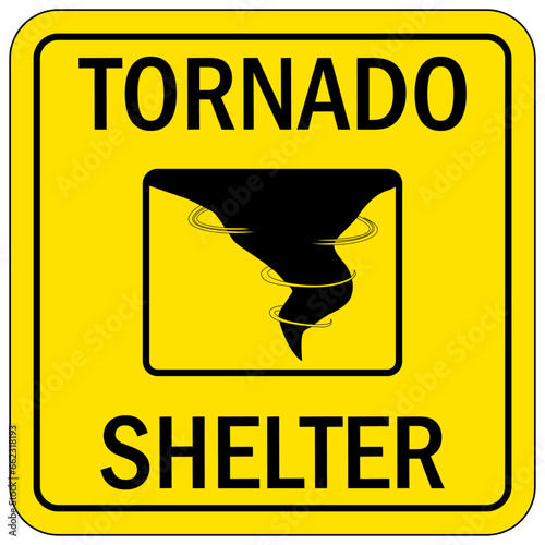 Tornado shelter sign and labels