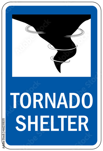 Tornado shelter sign and labels