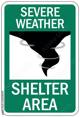 Tornado shelter sign and labels