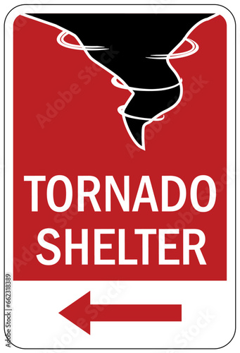 Tornado shelter sign and labels