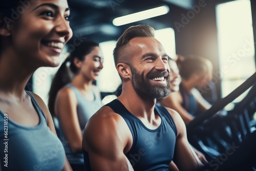 People enjoying a workout session at the gym created with Generative AI technology