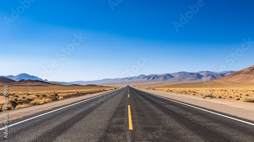 Road in the sahara desert of Egypt. Conceptual for freedom, enjoying the journey. Empty road. Freeway, Highway through the desert