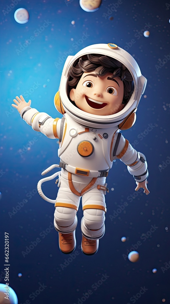 3D illustration. Happy boy dressed like an astronaut. 3D illustration. Happy boy dressed like an astronaut.
