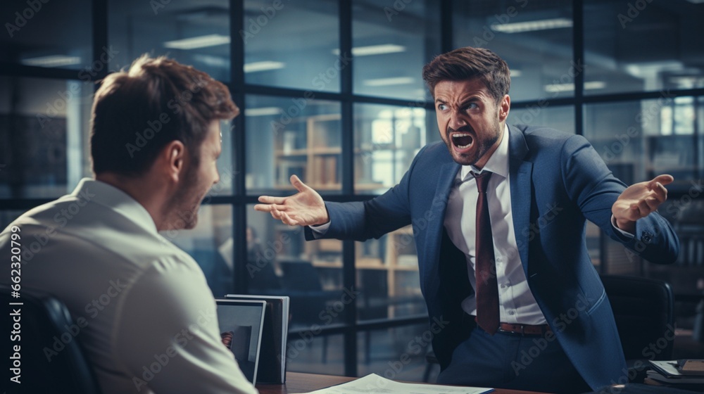 A department head berates a team member for failing to meet quarterly goals in a office environment A department head berates a team member for failing to meet quarterly goals in a office environment