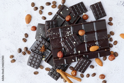 Delicious homemade dark chocolate with nuts