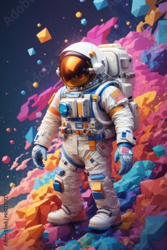 Colorful Astronaut Digital Art - Vibrant Space Illustration