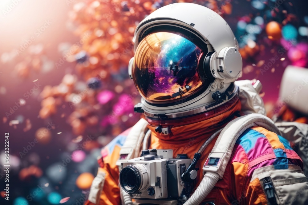 Colorful Astronaut Digital Art - Vibrant Space Illustration Colorful Astronaut Digital Art - Vibrant Space Illustration