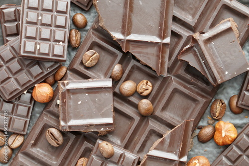 Delicious homemade dark chocolate with nuts