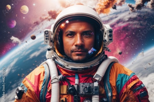 Colorful Astronaut Digital Art - Vibrant Space Illustration