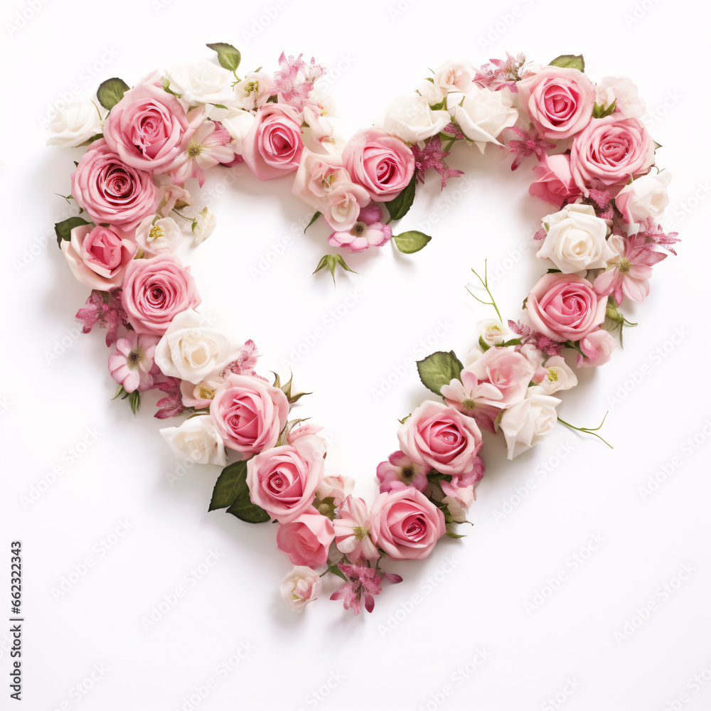 roses flower shaped heart isolated on white background roses flower shaped heart isolated on white background