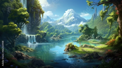 Enchanted lake, with serene waters and the tranquility of nature game art © Damian Sobczyk
